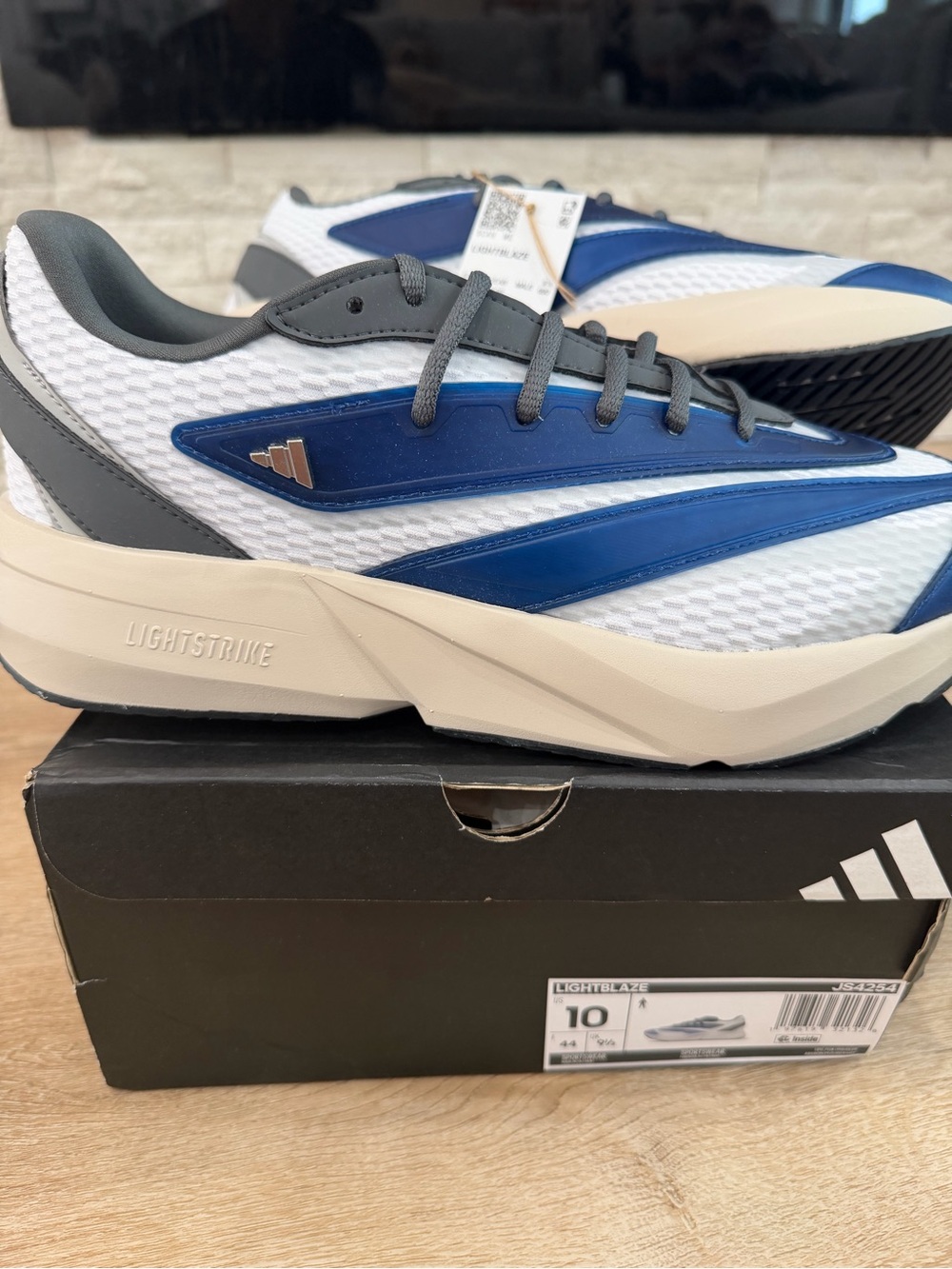 adidas Men’s White, Blue & Gray Lightstrike Athletic Shoes
